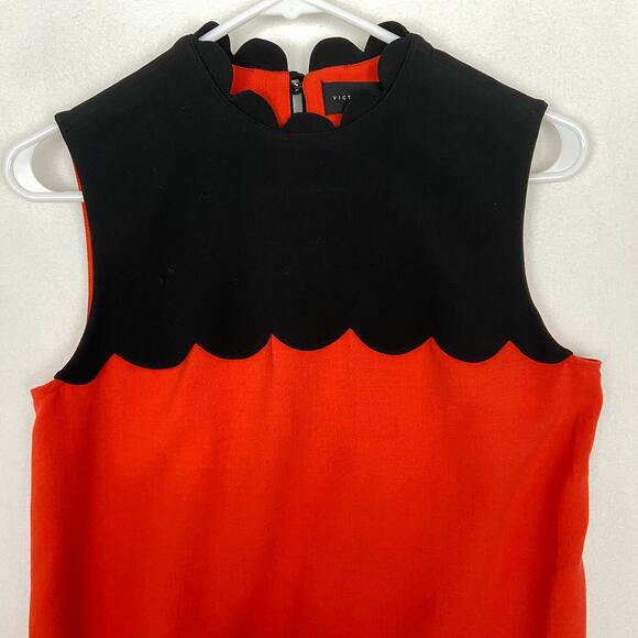 Victoria Beckham for Target Orange Black Scallop Sleeveless Short Dress Small - Picture 3 of 9